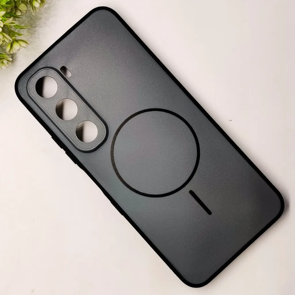 Infinix Hot 60 4G|Hot 60i 4G Classic AG Fluid Skin Silicone Magsafe Logo Back Case (Gray)