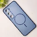 Infinix Hot 60 4G|Hot 60i 4G Classic AG Fluid Skin Silicone Magsafe Logo Back Case (Blue Gray)