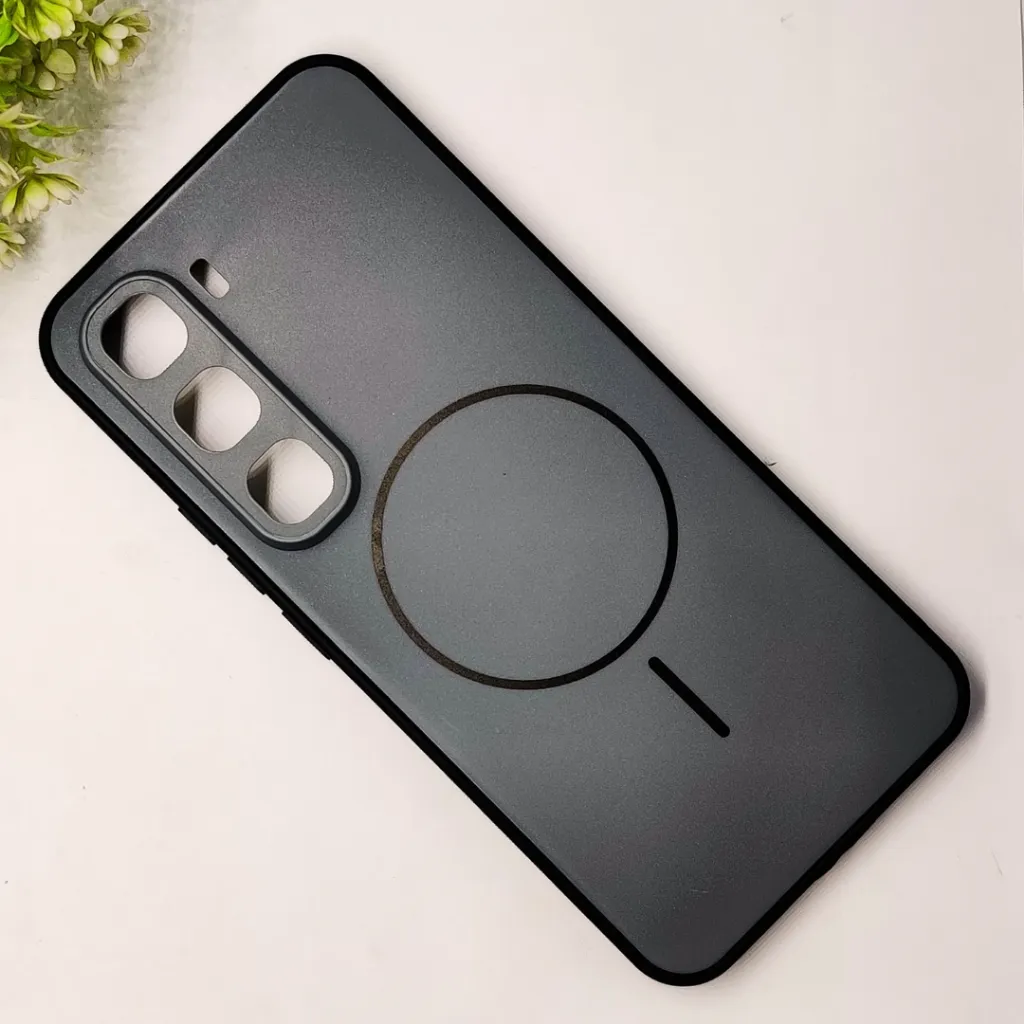 InfiniX Hot 60 Pro Plus 4G Classic AG Fluid Skin Silicone Magsafe Logo Back Case (Gray)