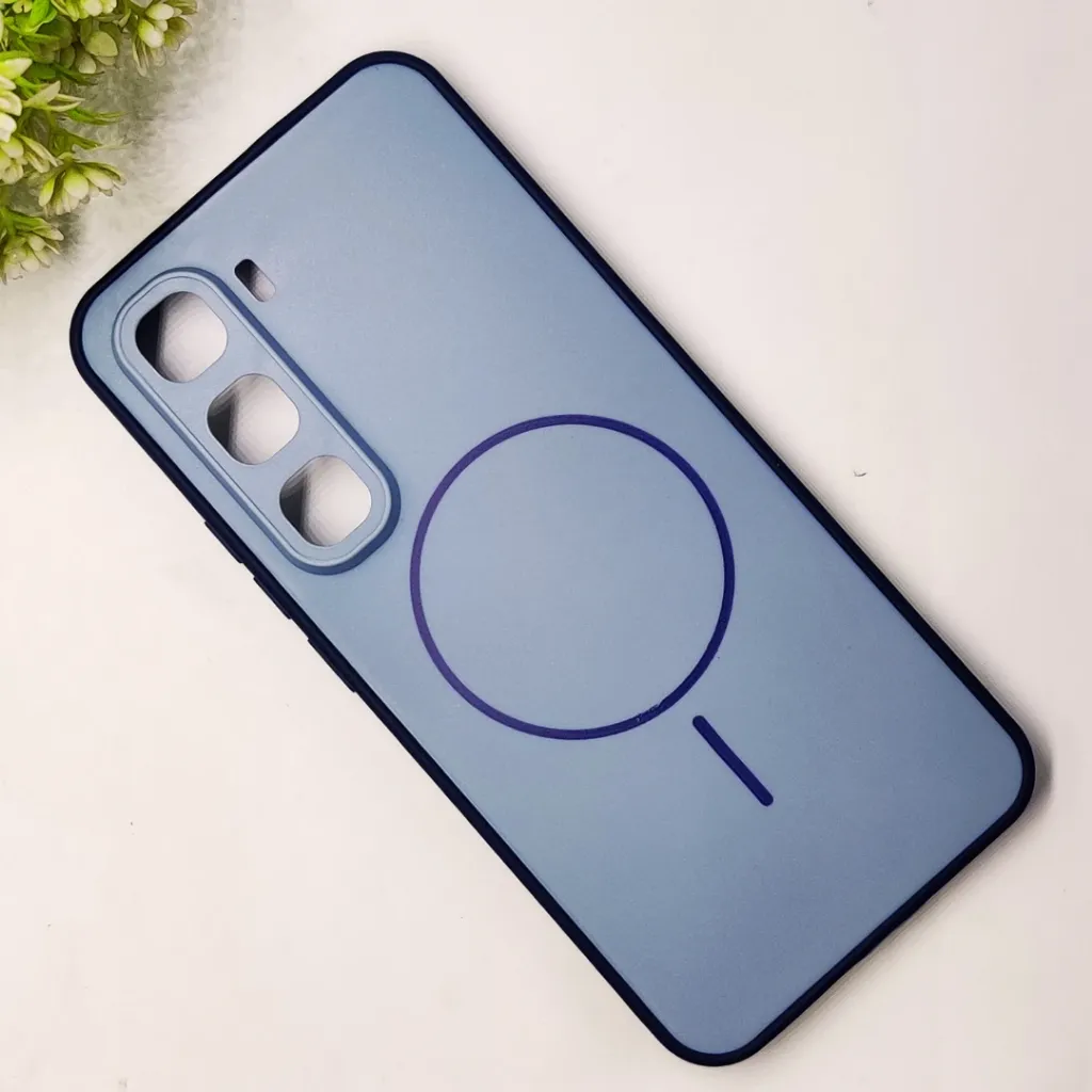 InfiniX Hot 60 Pro Plus 4G Classic AG Fluid Skin Silicone Magsafe Logo Back Case (Blue Gray)