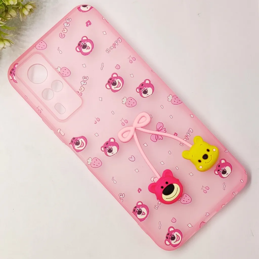Vivo Y31|Y51S|Y53S|Y51A|Y33 4G|Y51(2020) 4G Fancy Soft Silicone Cartoon Theme Back Case (Baby Pink)