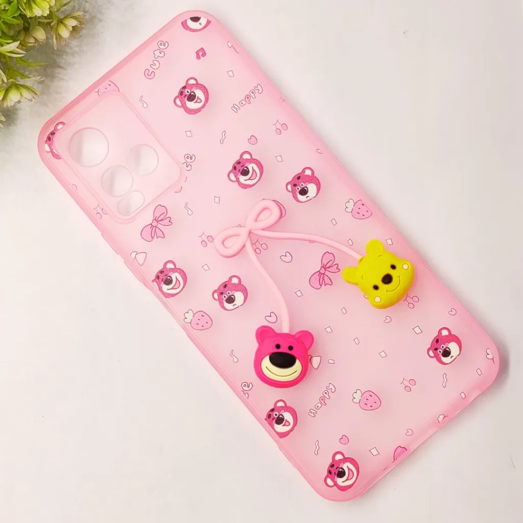Vivo Y21|Y33S|Y33T|Y32 Fancy Soft Silicone Cartoon Theme Back Case (Baby Pink)