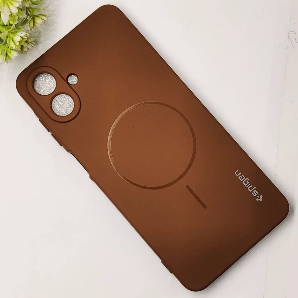 Samsung Galaxy A07 4G Official Spigen Soft Silky With MageSafe Print Logo Back Case (Brown)