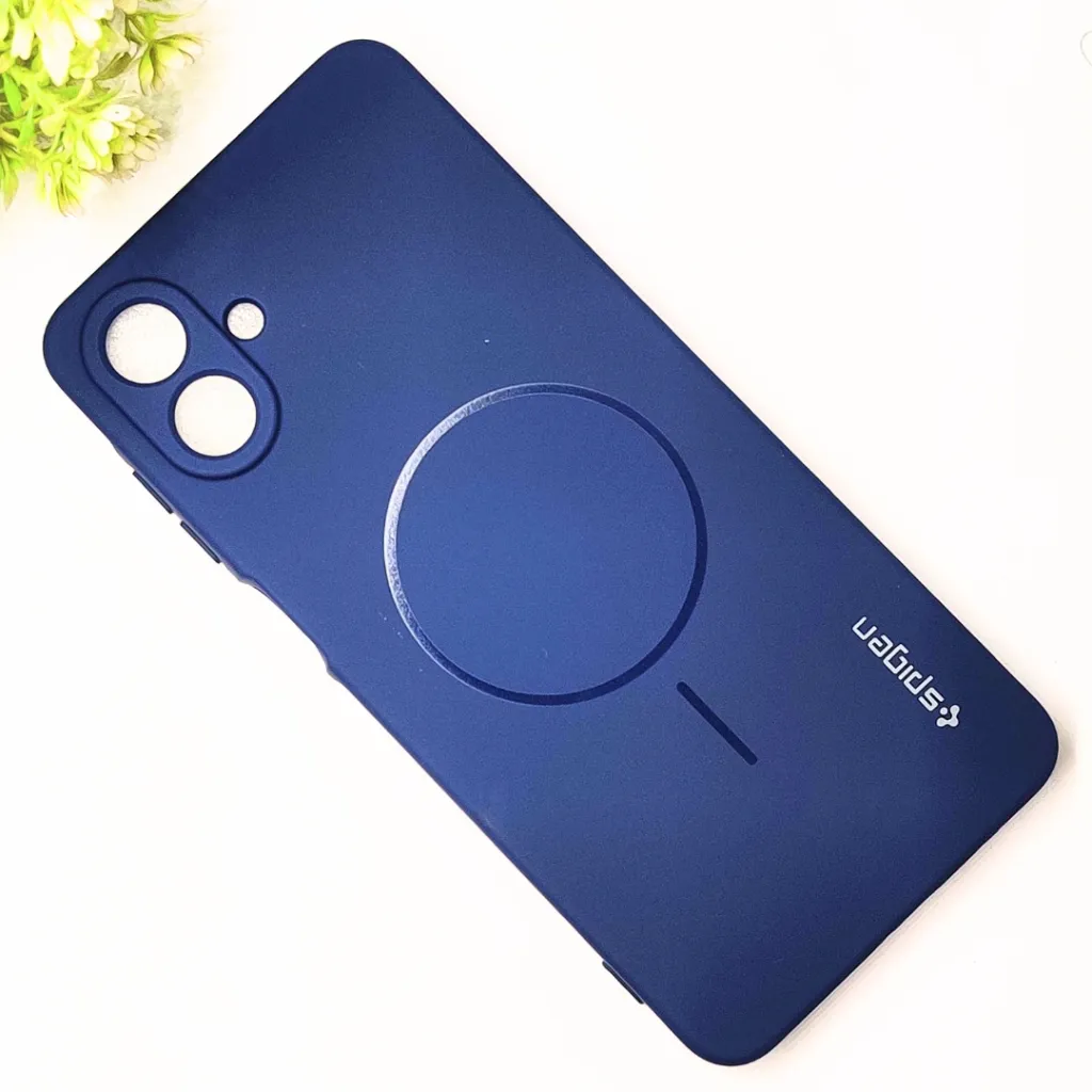 Samsung Galaxy A07 4G Official Spigen Soft Silky With MageSafe Print Logo Back Case (Navy Blue)