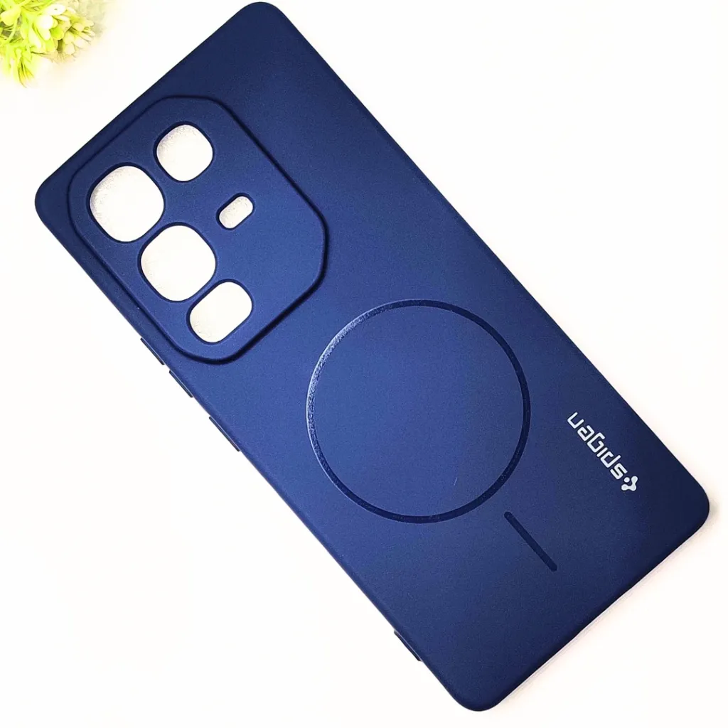 Infinix Note 50 4G|Note 50 Pro 4G Official Spigen Soft Silky With MageSafe Print Logo Back Case (Navy Blue)