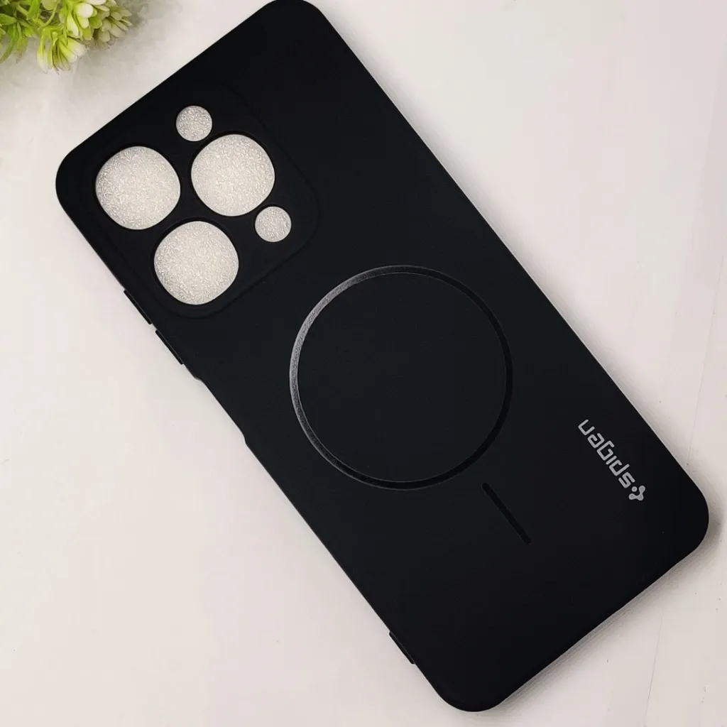 iTel A90 4G Official Spigen Soft Silky With MageSafe Print Logo Back Case (Black)