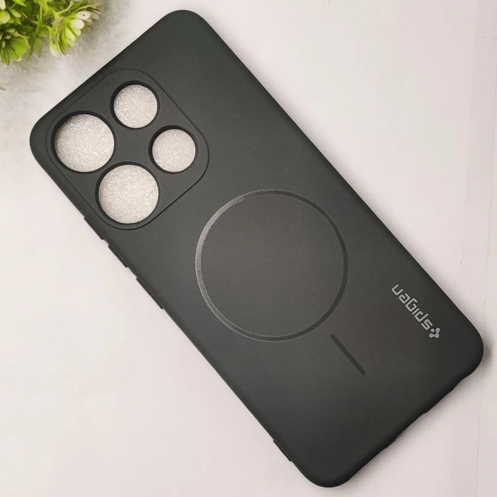 Infinix Smart 7|Tecno Pop 7 Official Spigen Soft Silky With MageSafe Print Logo Back Case (Gray)