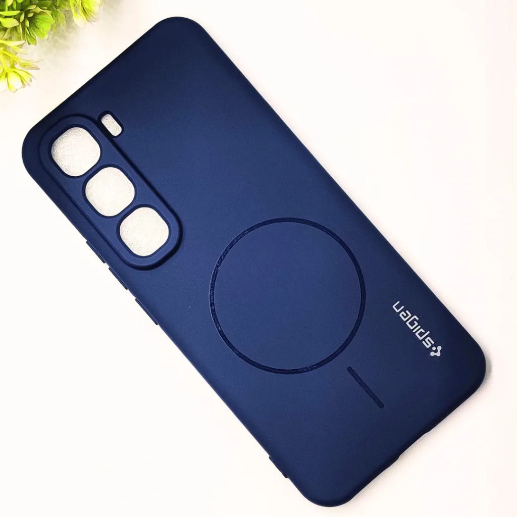 Infinix HOT 60 Pro Plus Official Spigen Soft Silky With MageSafe Print Logo Back Case (Navy Blue)