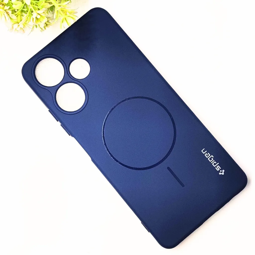 Infinix Hot 30 Official Spigen Soft Silky With MageSafe Print Logo Back Case (Navy Blue)