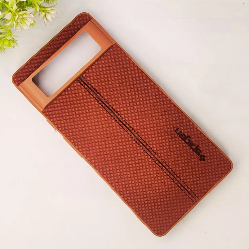 Google Pixel 6 Spigen Hard Dotted Leather Back Case (Brown)