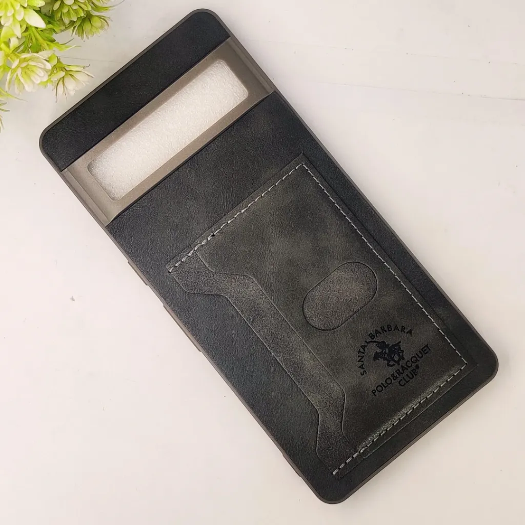 Google Pixel 7 Pro Santa Barbara POLO & RACQUET Club Synthetic Leather With Card Holder Mobile Back Case (Natural Titanium)