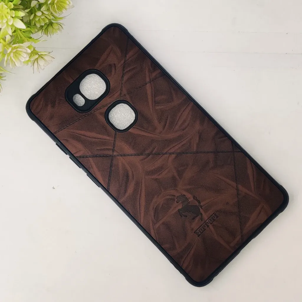 Huawei Honor 5X Ferrari Logo Leather Back Case (Dark Brown)