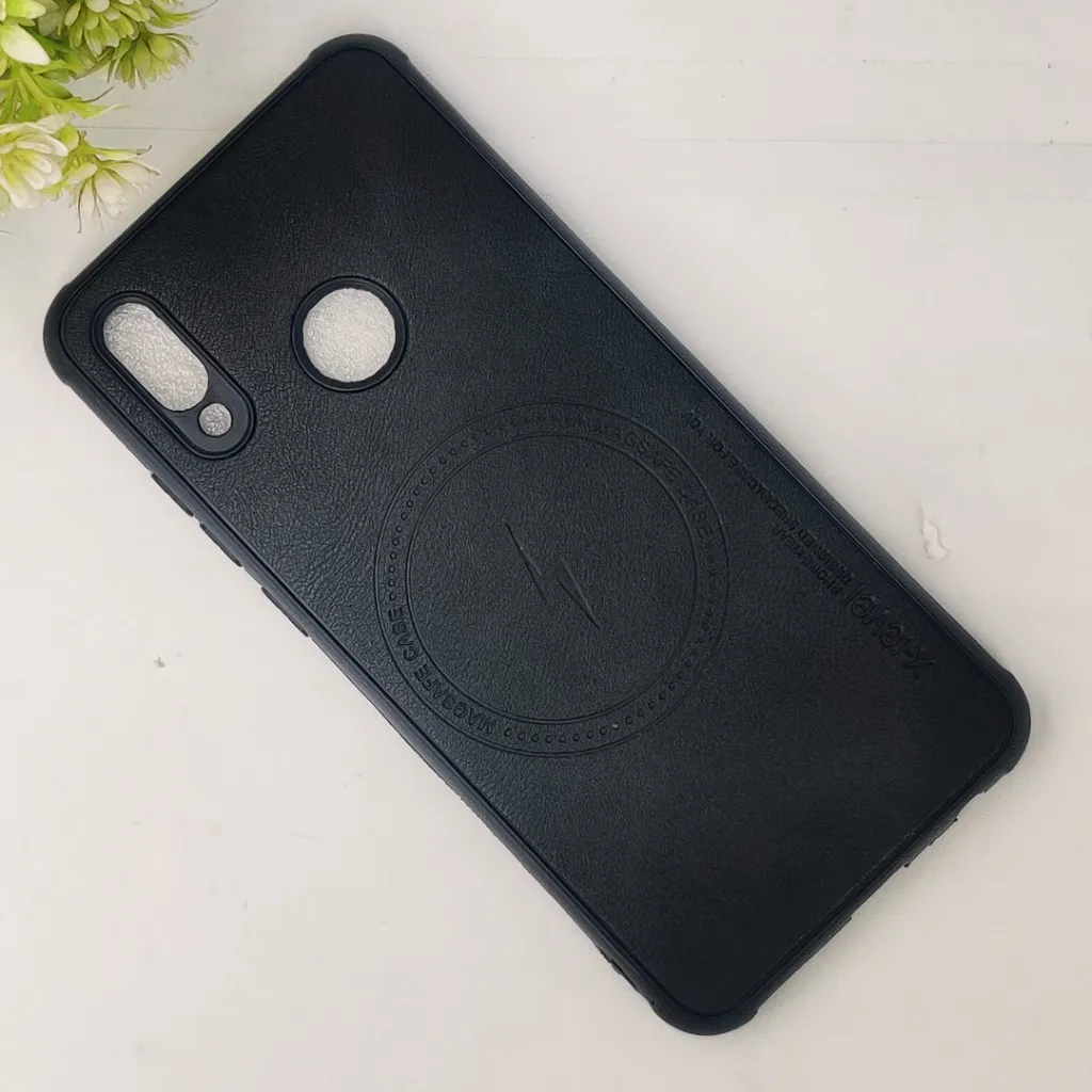 Huawei Honor 10 Lite|P Smart 2019 Magsafe Logo X-Level Luxuary Leather Back Case (Black)