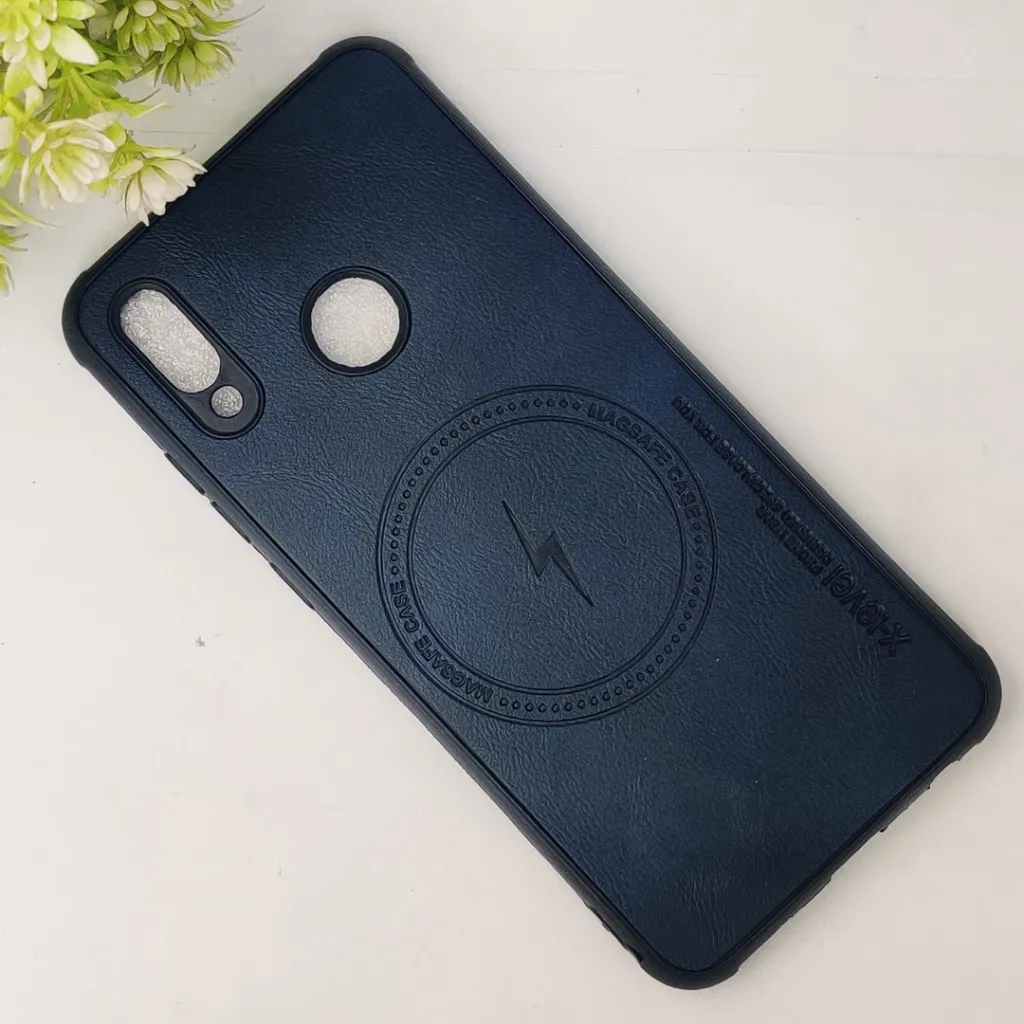 Huawei Honor 10 Lite|P Smart 2019 Magsafe Logo X-Level Luxuary Leather Back Case (Navy Blue)