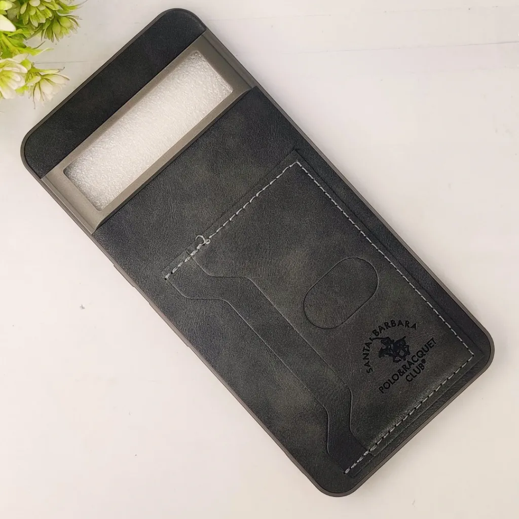 Google Pixel 8 Pro Santa Barbara POLO & RACQUET Club Synthetic Leather With Card Holder Mobile Back Case (Natural Titanium)