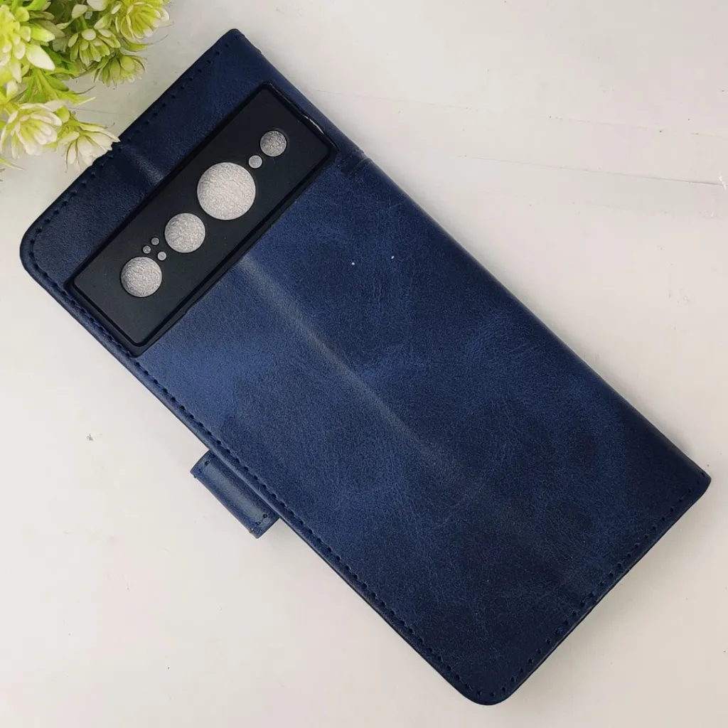 Google Pixel 7 Pro NMT Premium Luxuary Leather Book Case (Navy Blue)