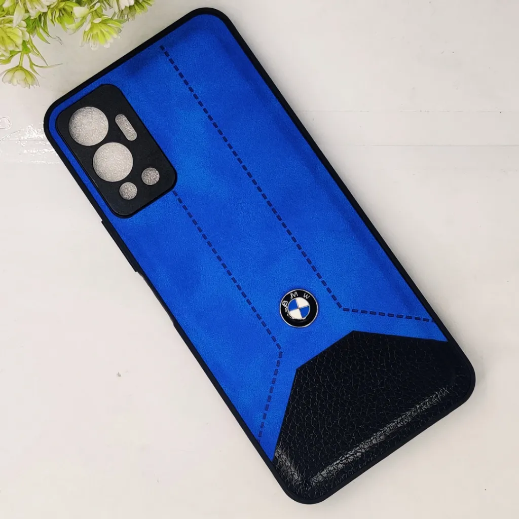 Infinix Hot 12 4G Dubble Tune Car Logo Leather Texture Back Case (Blue)