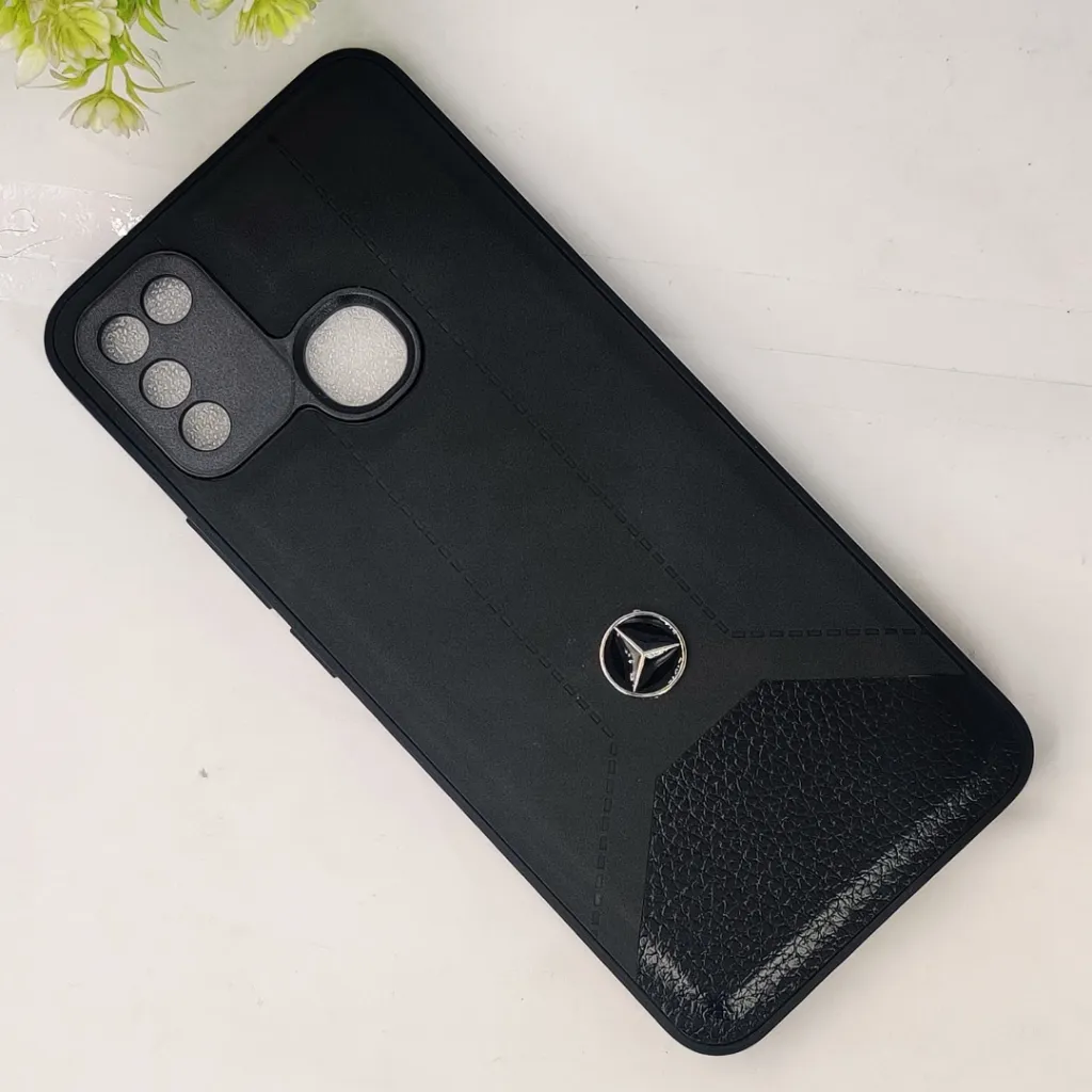 Infinix Hot 10 Play|Hot 11 Play Dubble Tune Car Logo Leather Texture Back Case (Black)