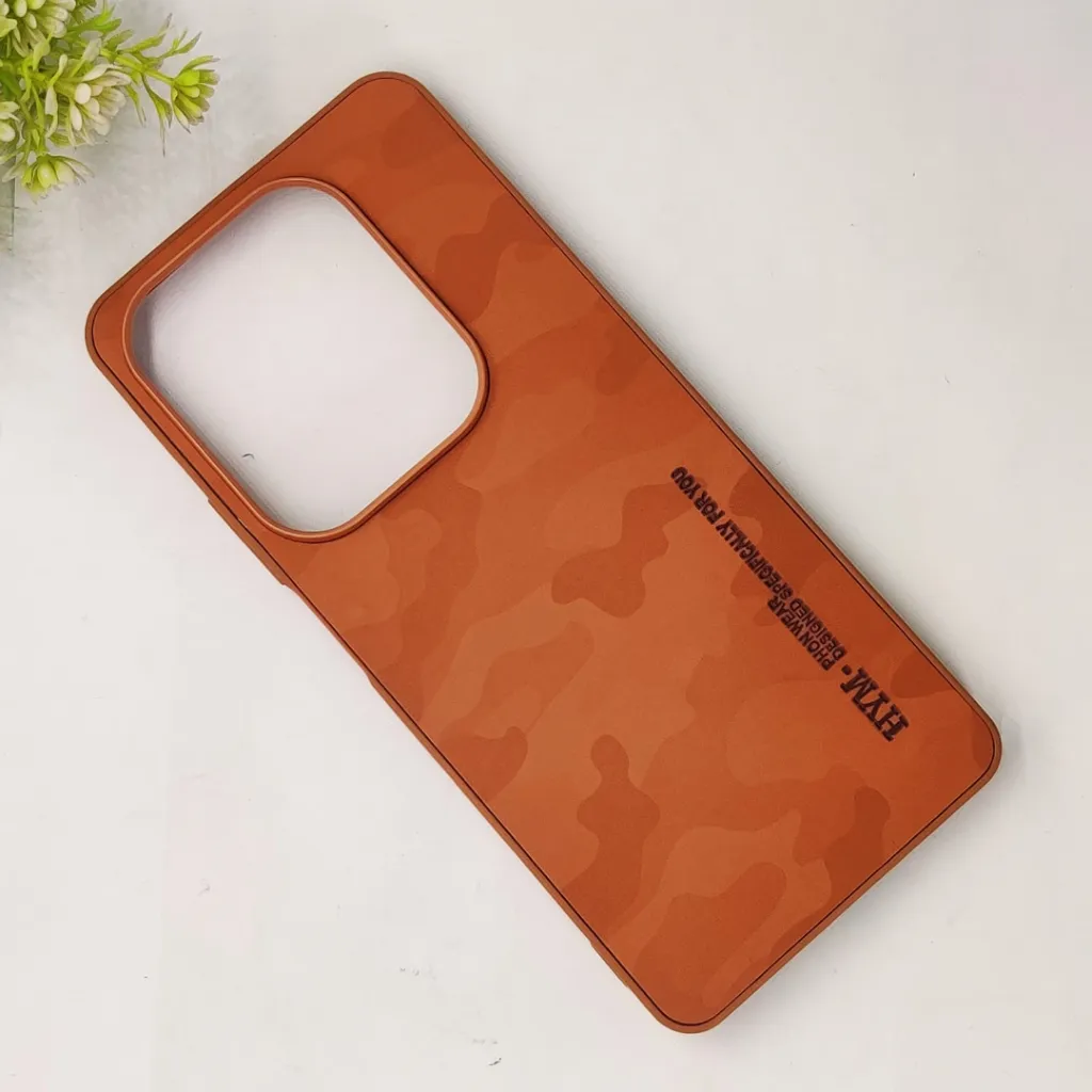 Infinix Hot 40 Pro|Hot 40|Tecno Spark 20 Pro HYM Army Design Logo Leather Back Case (Brown)