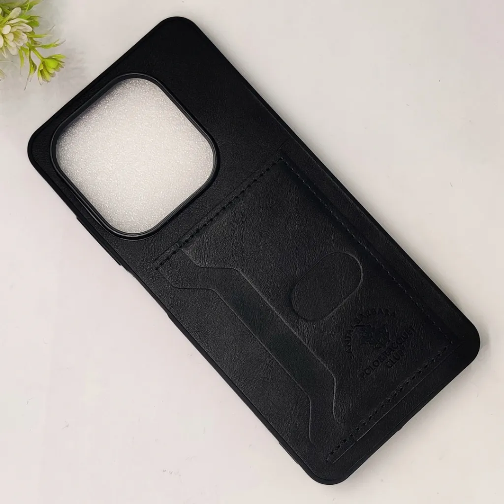 Infinix Hot 40i|Smart 8|Smart 8 Pro |Tecno Pop 8|Spark 20C|Spark 20 Santa Barbara POLO & RACQUET Club Synthetic Leather With Card Holder Mobile Back Case (Black)