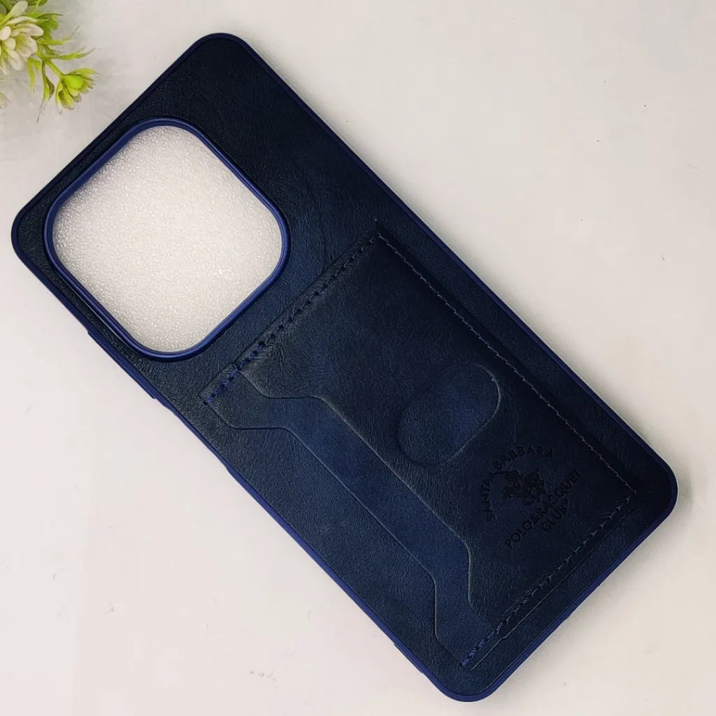 Infinix Hot 40i|Smart 8|Smart 8 Pro |Tecno Pop 8|Spark 20C|Spark 20 Santa Barbara POLO & RACQUET Club Synthetic Leather With Card Holder Mobile Back Case (Navy Blue)