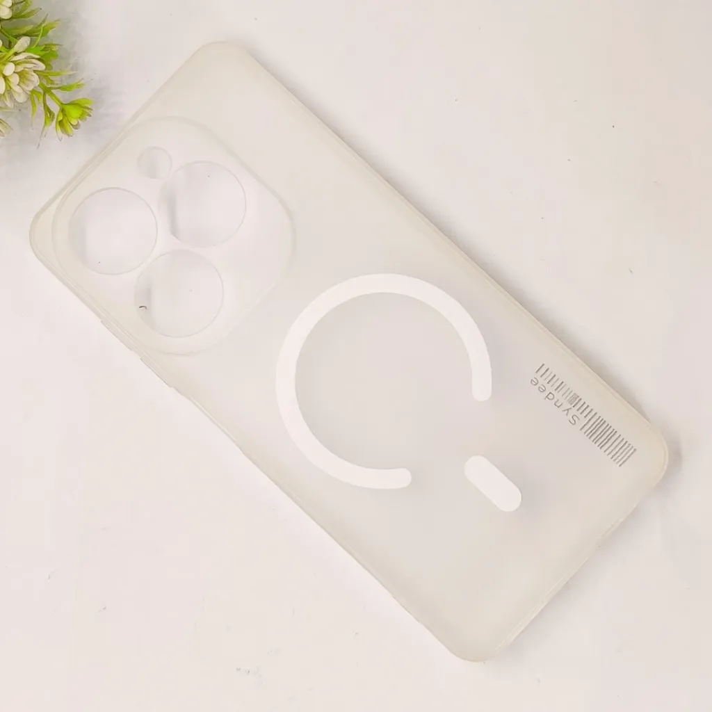 Infinix Hot 40i|Smart 8|Smart 8 Pro |Tecno Pop 8|Spark 20C|Spark 20 Soft Silicone Transparent Shade 3D Logo Magsafe Back Case (Crystal)