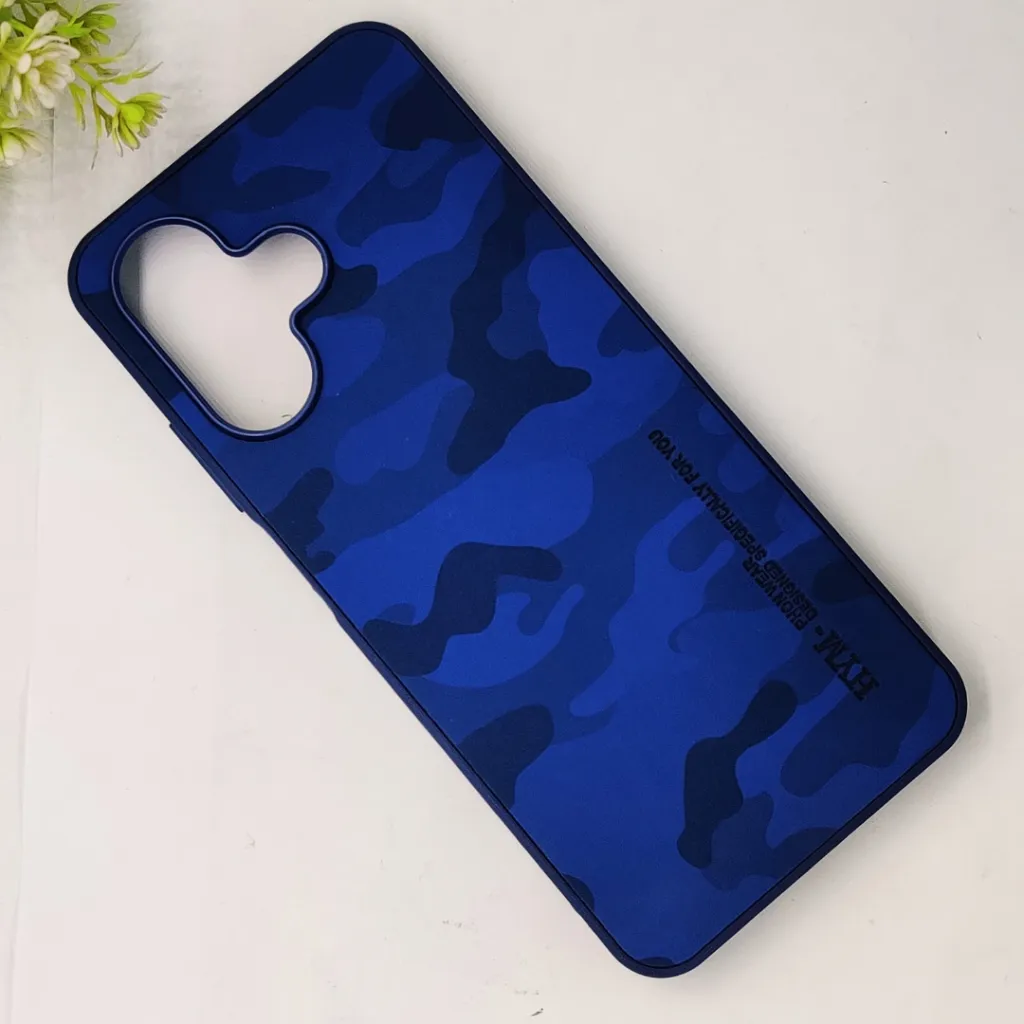 Infinix Hot 30 Play HYM Army Design Logo Leather Back Case (Blue)