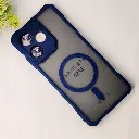 Infinix Hot 30 Play Armour Design Stylish & Durable 3D Matte Case With MagSafe Logo Back Case (Navy Blue)
