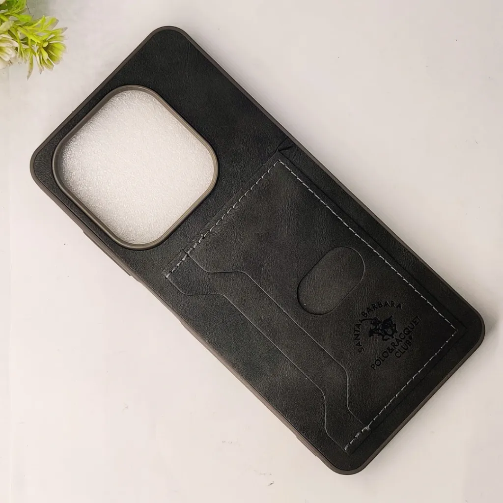 Infinix Hot 40i|Smart 8|Smart 8 Pro |Tecno Pop 8|Spark 20C|Spark 20 Santa Barbara POLO & RACQUET Club Synthetic Leather With Card Holder Mobile Back Case (Natural Titanium)