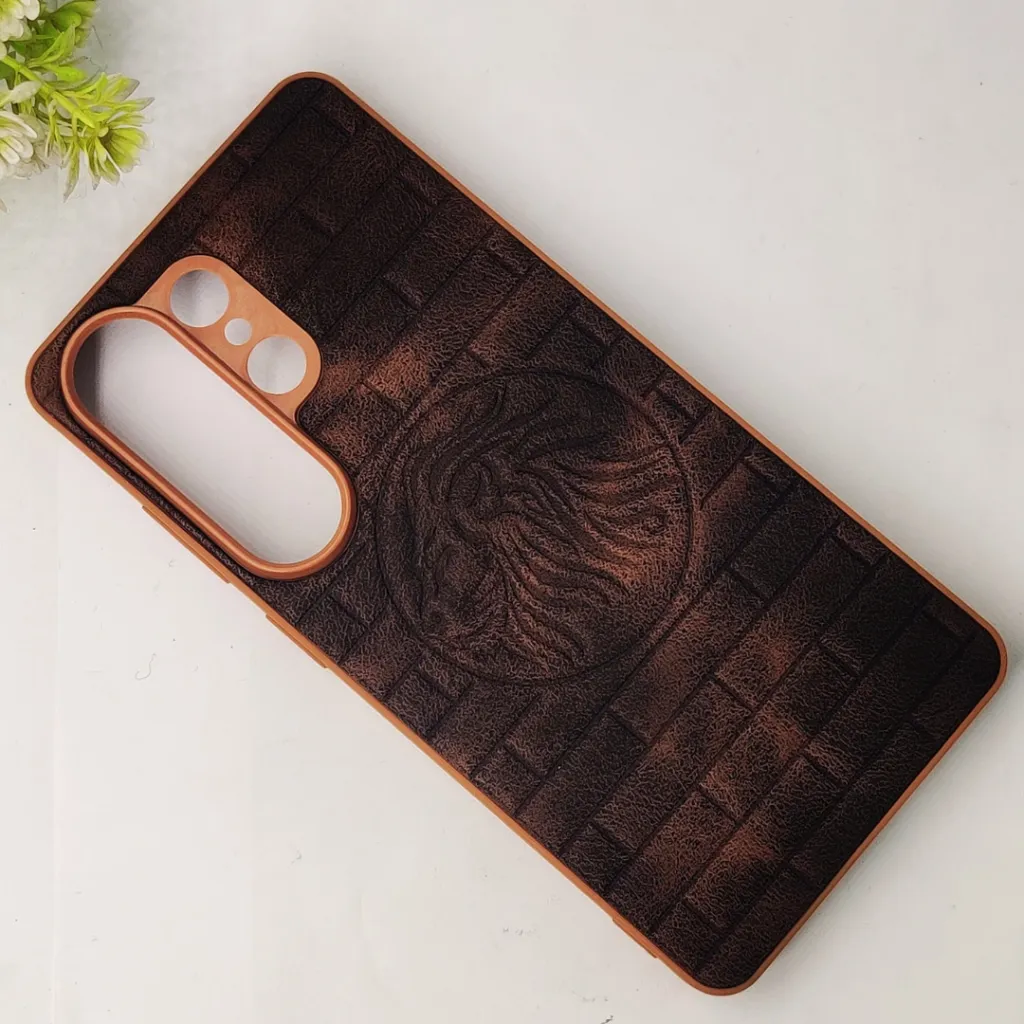 Samsung Galaxy S26 Ultra Prick Pattern Premium Leather Back Case (Dark Brown)