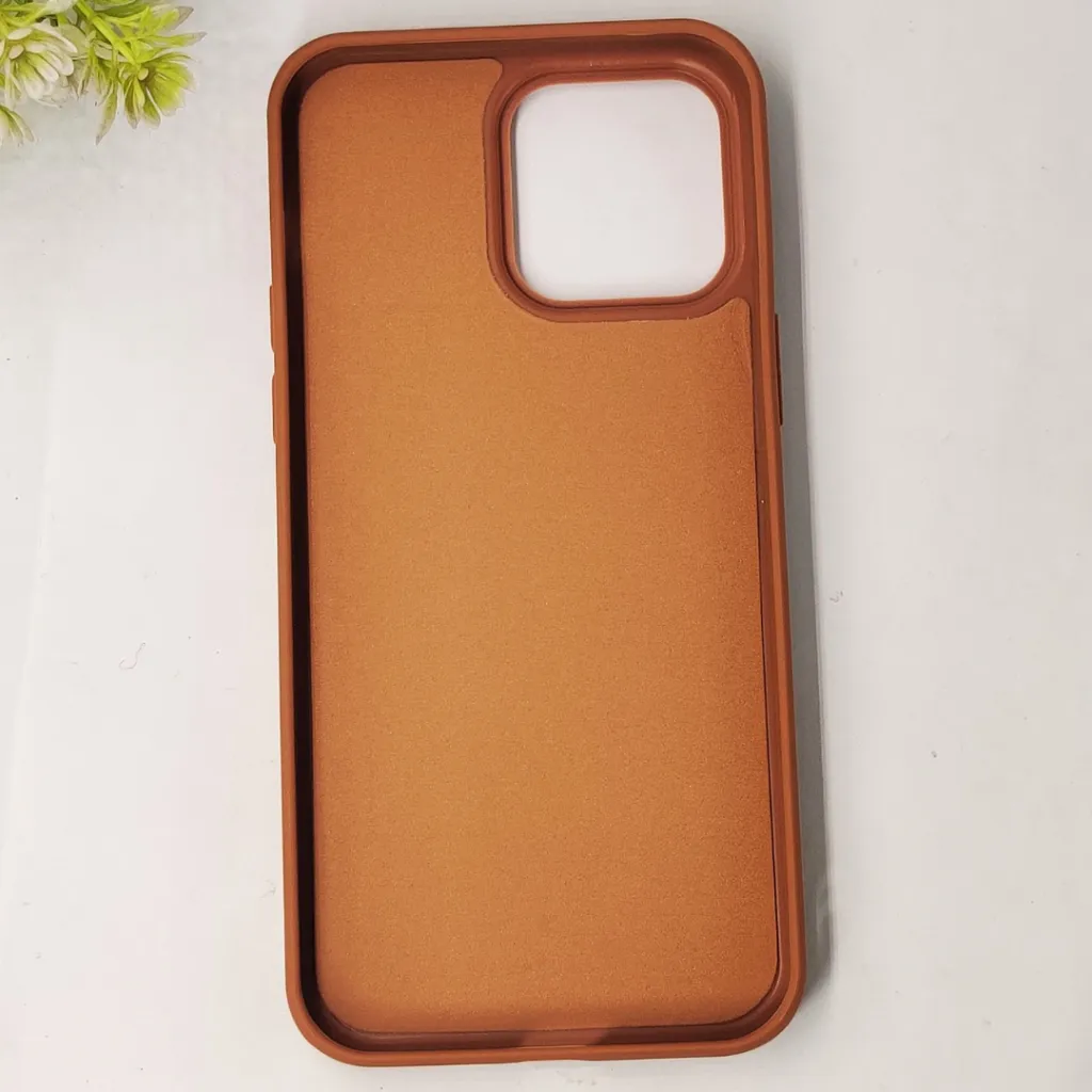 iPhone 14 Pro Max Prick Pattern Premium Leather Back Case (Dark Brown)