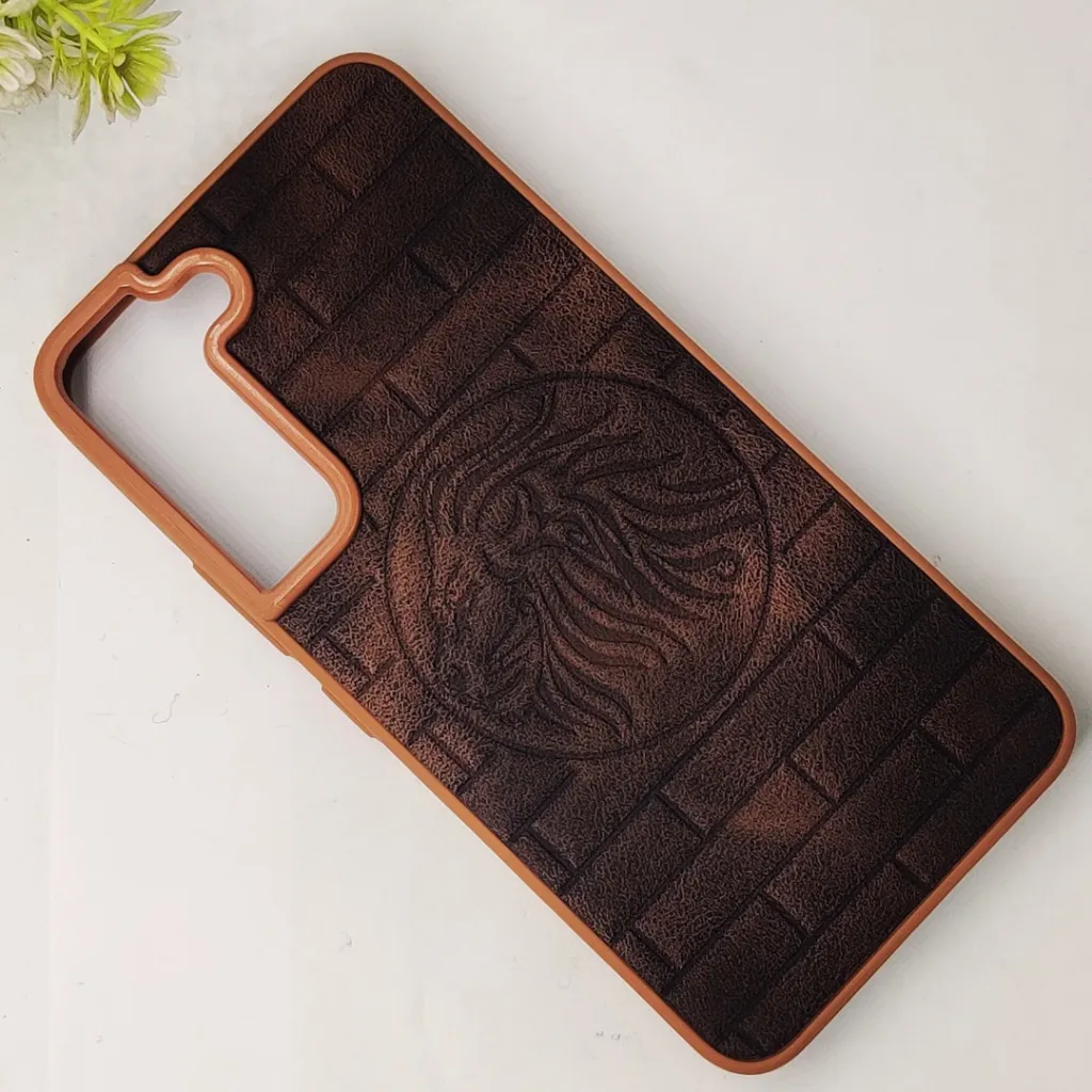 Samsung Galaxy S22 Prick Pattern Premium Leather Back Case (Dark Brown)