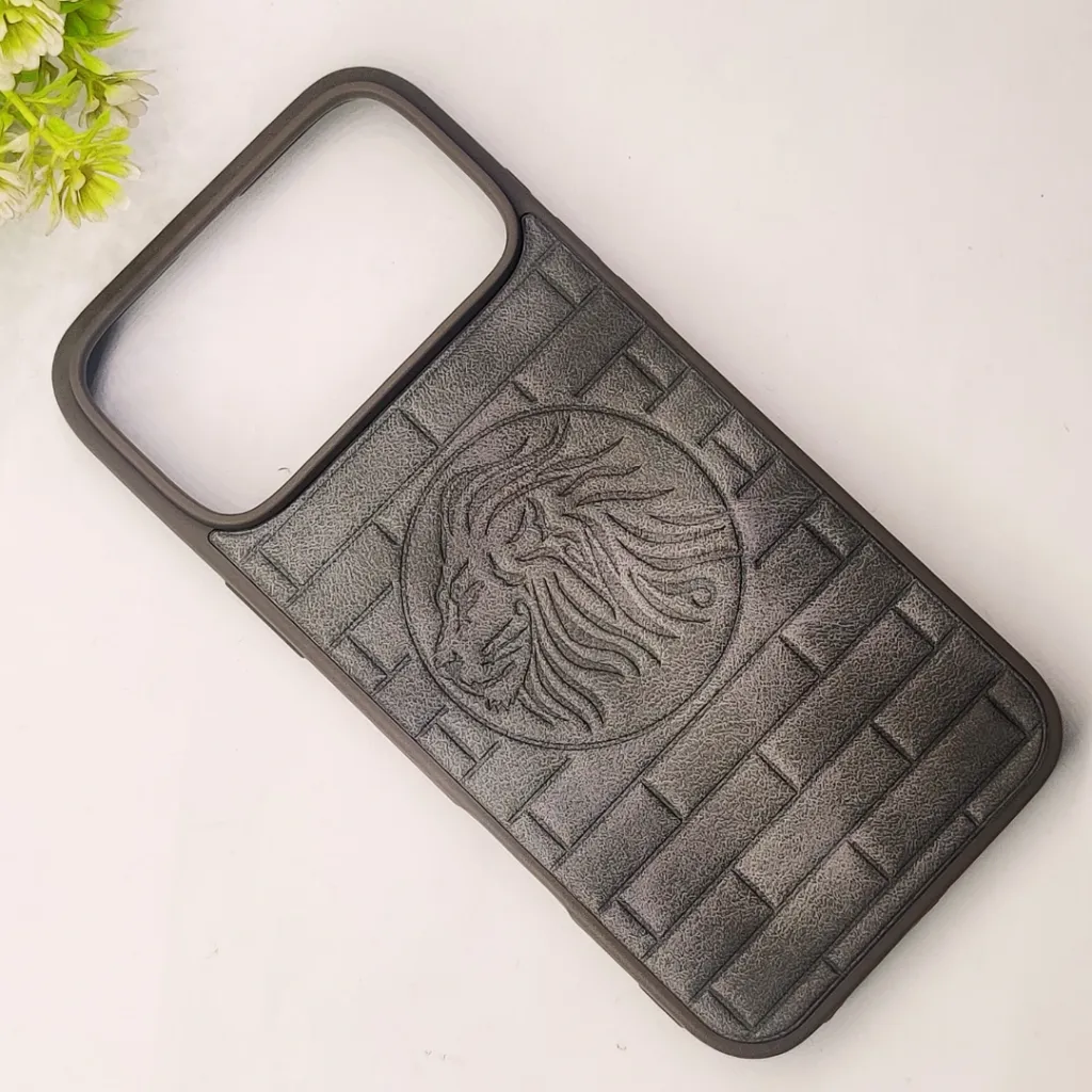 iPhone 17 Pro Max Prick Pattern Premium Leather Back Case (Natural Titanium)