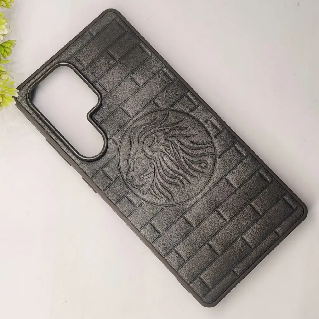 Samsung Galaxy S25 Ultra Prick Pattern Premium Leather Back Case (Natural Titanium)