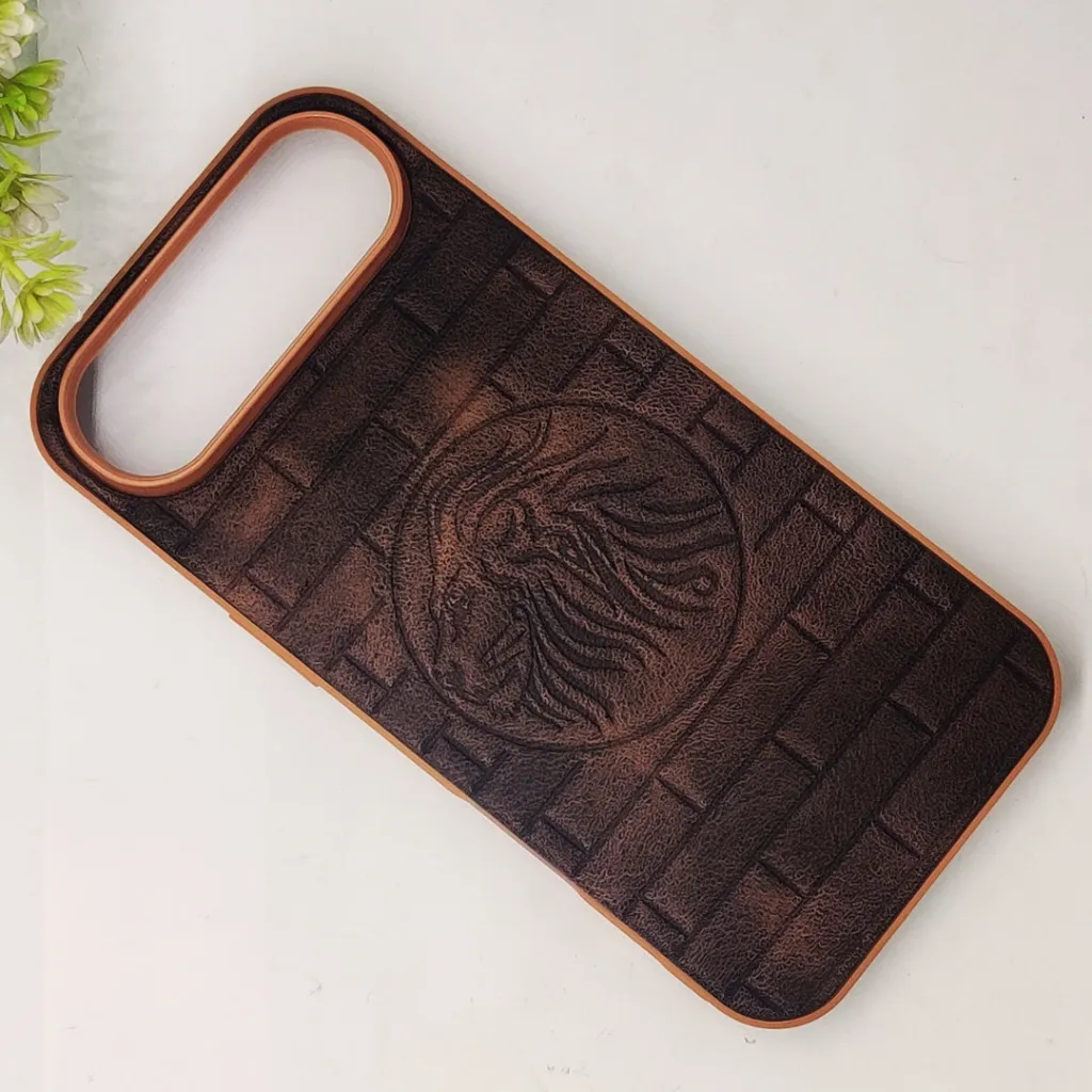 iPhone 17 Air Prick Pattern Premium Leather Back Case (Dark Brown)