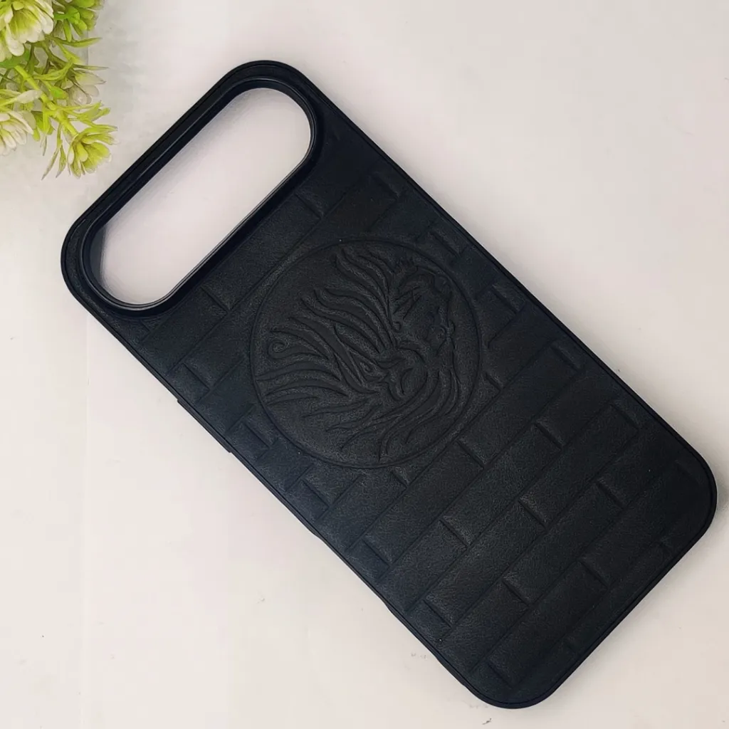 iPhone 17 Air Prick Pattern Premium Leather Back Case (Black)