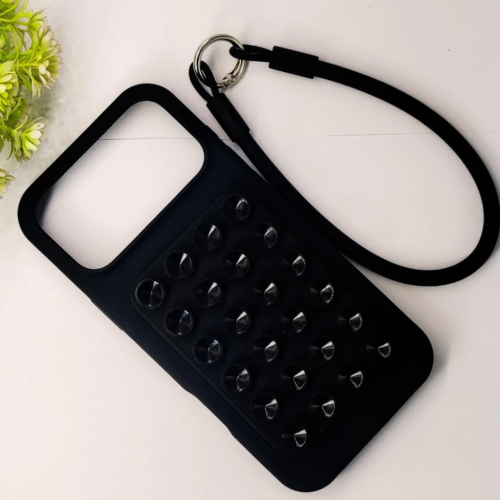 iPhone 17 Pro Max Official Hight-Quality Durable Soft Silicone Suction Phone Holder Mobile Back Case (Black)