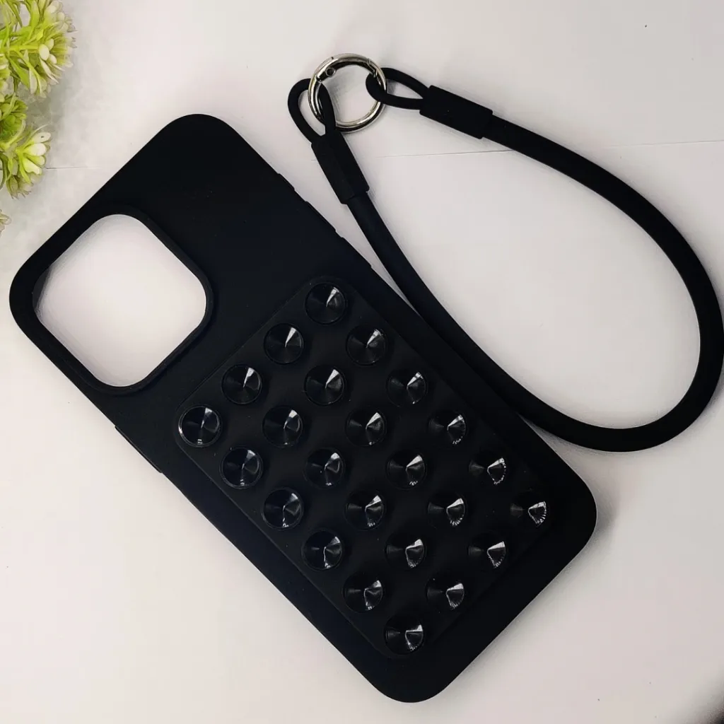 iPhone 13|14 Official Hight-Quality Durable Soft Silicone Suction Phone Holder Mobile Back Case (Black)