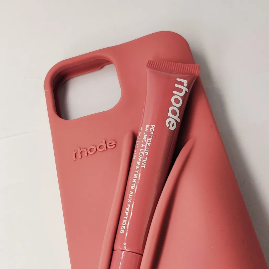 iPhone 12|12 Pro  2-in-1 Soft Silicone Rhode Lip Case Paired With A Rhode Peptide Lip Tint (Salty Tan)