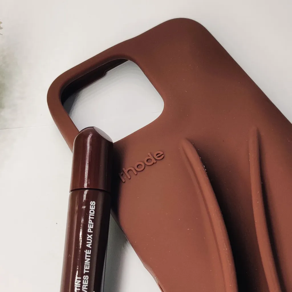 iPhone 14 Pro Max  2-in-1 Soft Silicone Rhode Lip Case Paired With A Rhode Peptide Lip Tint (Espresso)