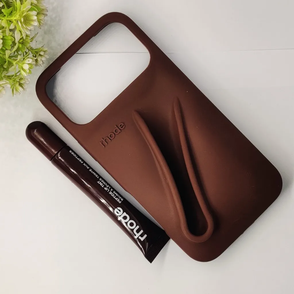 iPhone 17 Pro Max  2-in-1 Soft Silicone Rhode Lip Case Paired With A Rhode Peptide Lip Tint (Espresso)