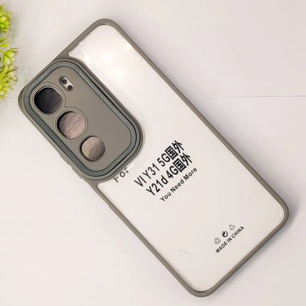 Vivo Y21D 4G|Y31 5G iPaky Transparent Colour Border With Camera Chrome Finishing Back Case (Natural Titanium)