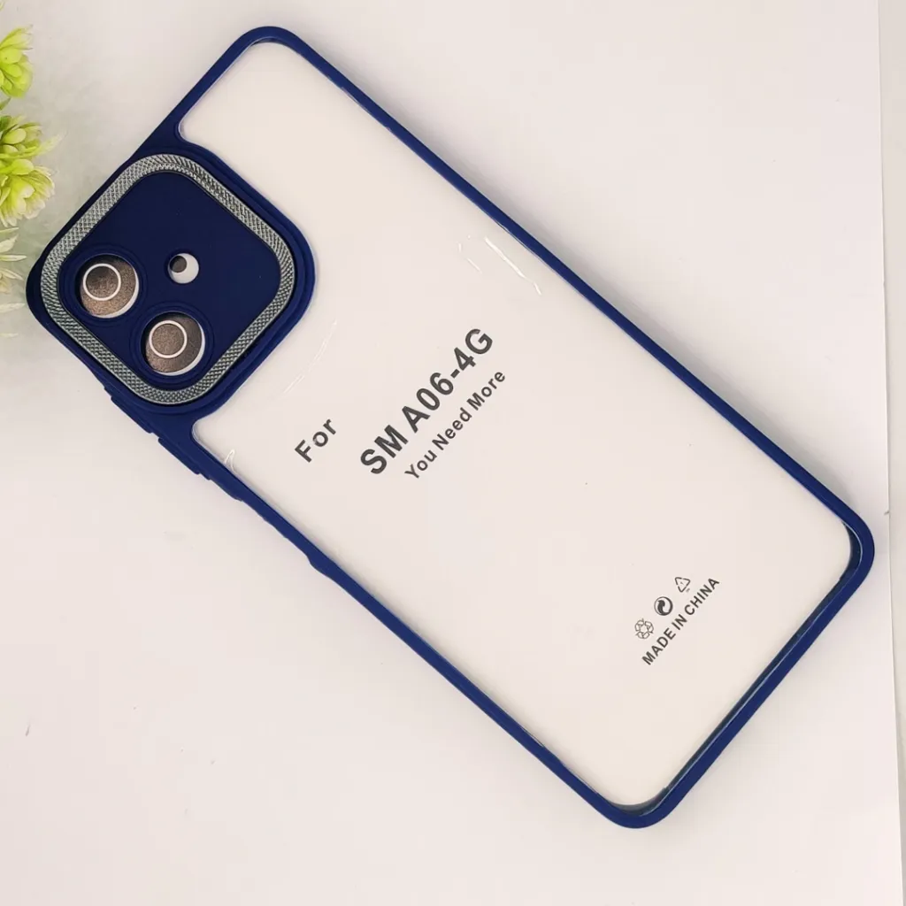 Samsung Galaxy A06 4G|5G/F06  iPaky Transparent Colour Border With Camera Chrome Finishing Back Case (Navy Blue)