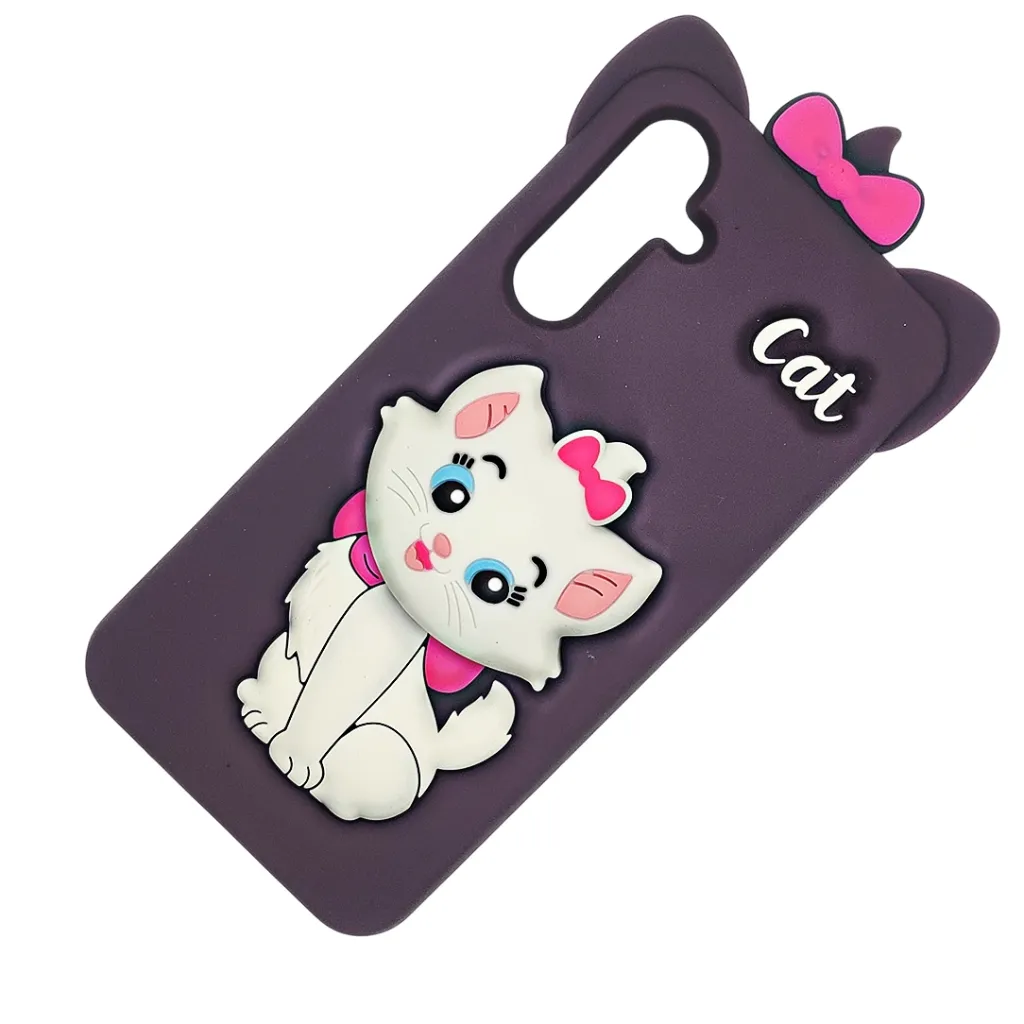 Samsung Galaxy A16 4G/5G New Fancy Popular Hello Kitty Mobile Soft Silicone With Back Grip, Shockproof Mobile Back Case (Deep Purple)