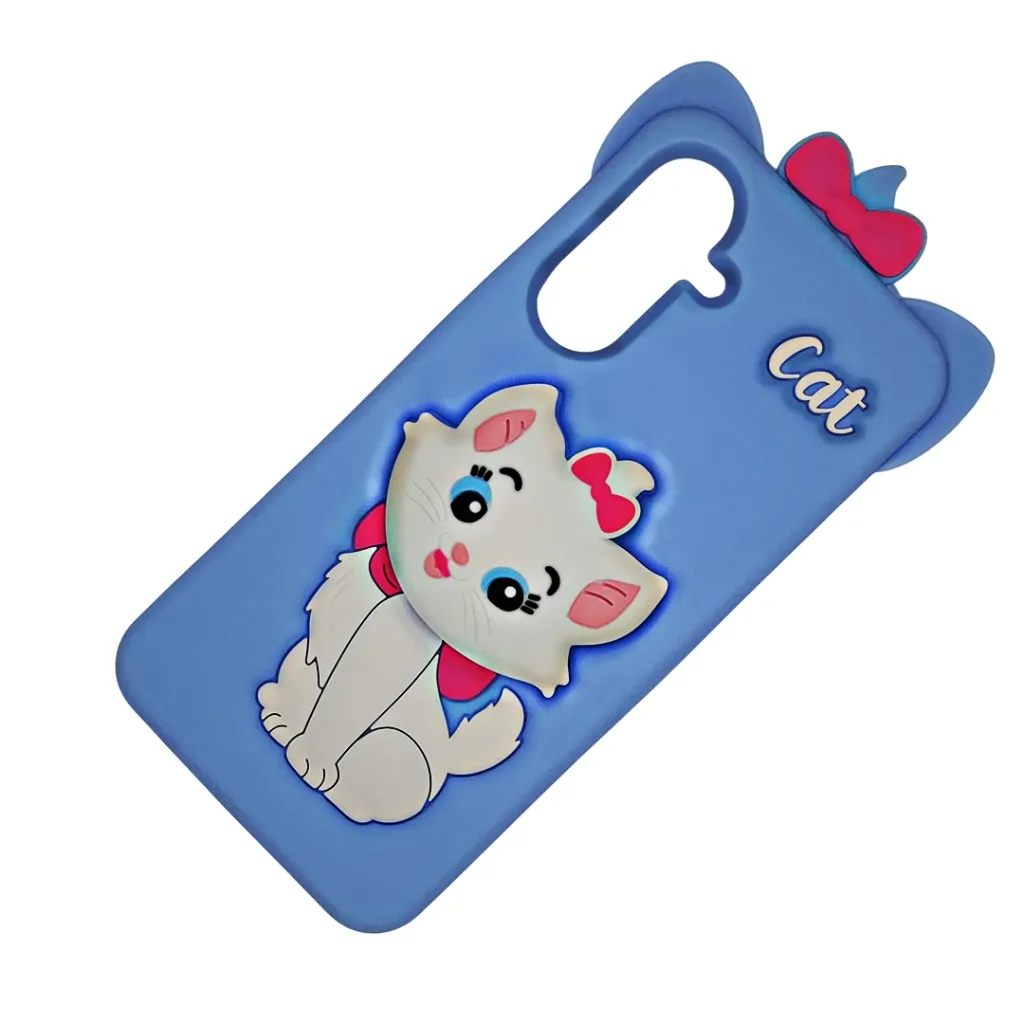 Samsung Galaxy A17 4G|5G New Fancy Popular Hello Kitty Mobile Soft Silicone With Back Grip, Shockproof Mobile Back Case (Sky Blue)