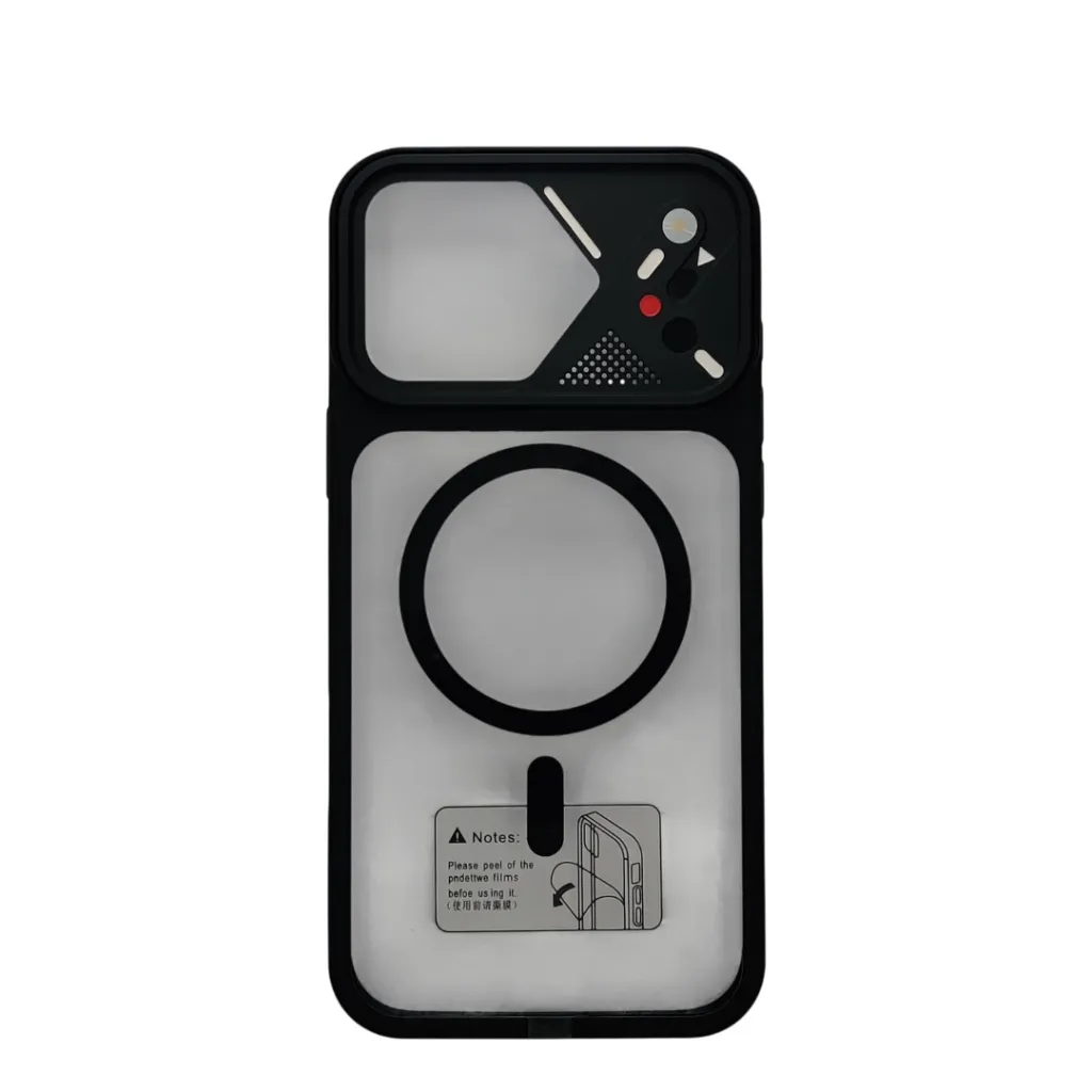 iPhone 16 Pro Max (Upgrade to 17 Series) The prominent circular ring on the back indicates built-in magnets for MagSafe charging and accessory compatibility Back Case (Black)