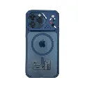 iPhone 14 Pro Max (Upgrade to 17 Series) The prominent circular ring on the back indicates built-in magnets for MagSafe charging and accessory compatibility Back Case (Navy Blue)