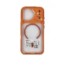 iPhone 17 Pro (Upgrade to Design) The prominent circular ring on the back indicates built-in magnets for MagSafe charging and accessory compatibility Back Case (Cosmic Orange)