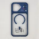 iPhone 17 Pro Max (Upgrade to Design) The prominent circular ring on the back indicates built-in magnets for MagSafe charging and accessory compatibility Back Case (Navy Blue)