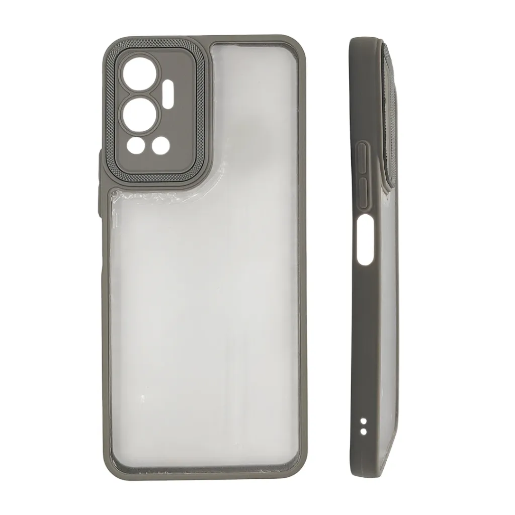 Infinix Hot 12|X6817 iPaky Transparent Colour Border With Camera Chrome Finishing Back Case (Natural Titanium)